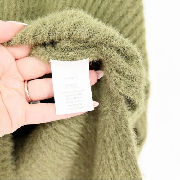 MerSea Chalet Cowl Neck Ribbed Sweater OS Green - Picture 7 of 7